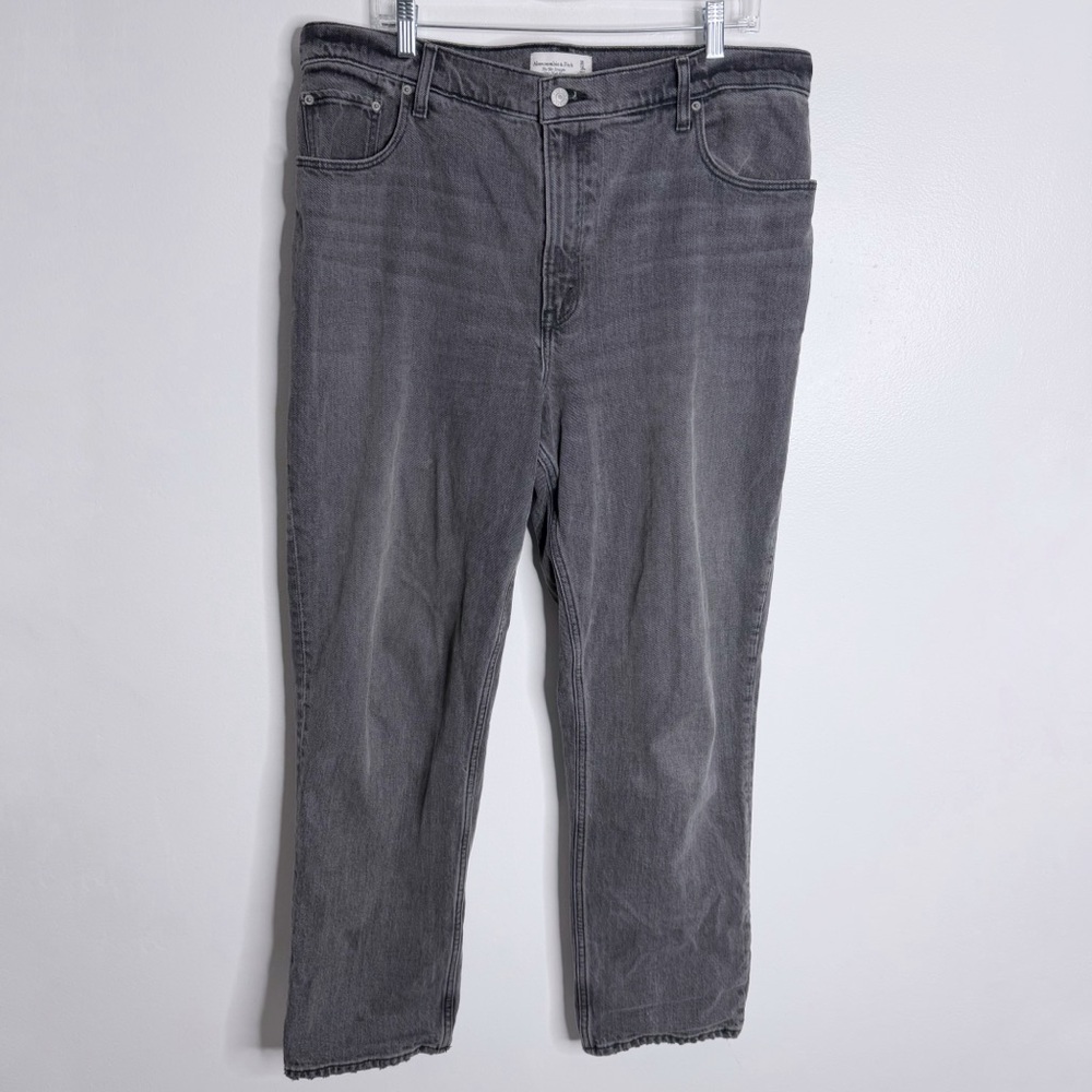 Abercrombie &‎ Fitch The 90's Straight Ultra High Rise Washed Black Plus 16/33 - Picture 2 of 7
